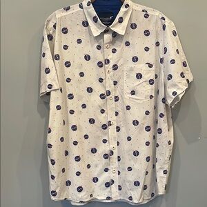 NASA buzz aldrin brand men’s  White and Blue Casual Button Down Shirt